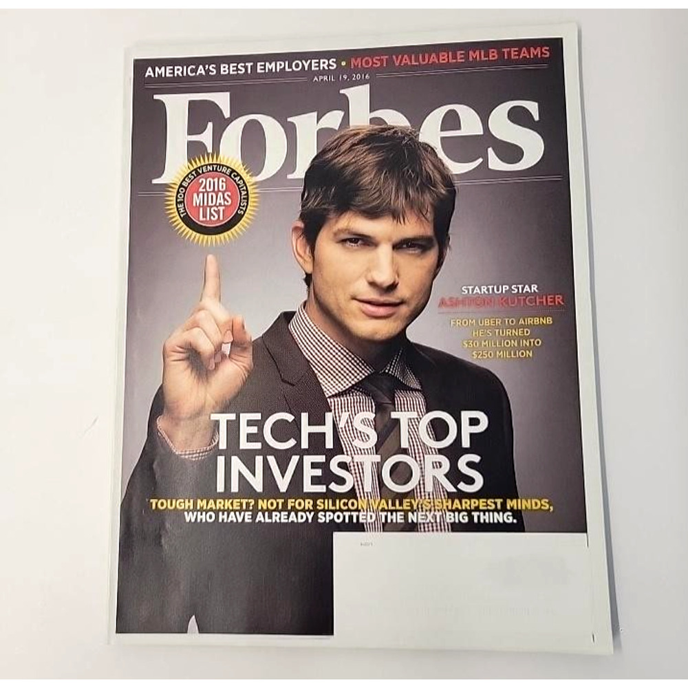 Forbes Magazine April‎ 19 2016 Tech Top Investors Ashton Kutcher Tech's Issue